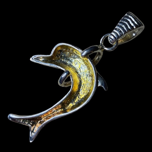 Vintage Dolphin Pendant in Silver (Tone/SP*) 14 grams - Picture 3 of 6